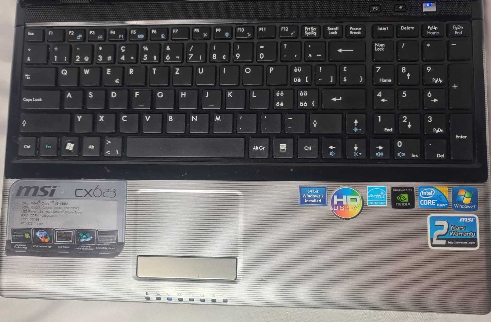 Бюджетный Игровой Ноутбук MSI CX623 15.6" I5 450M 8GB-1333 GT310M 1GB