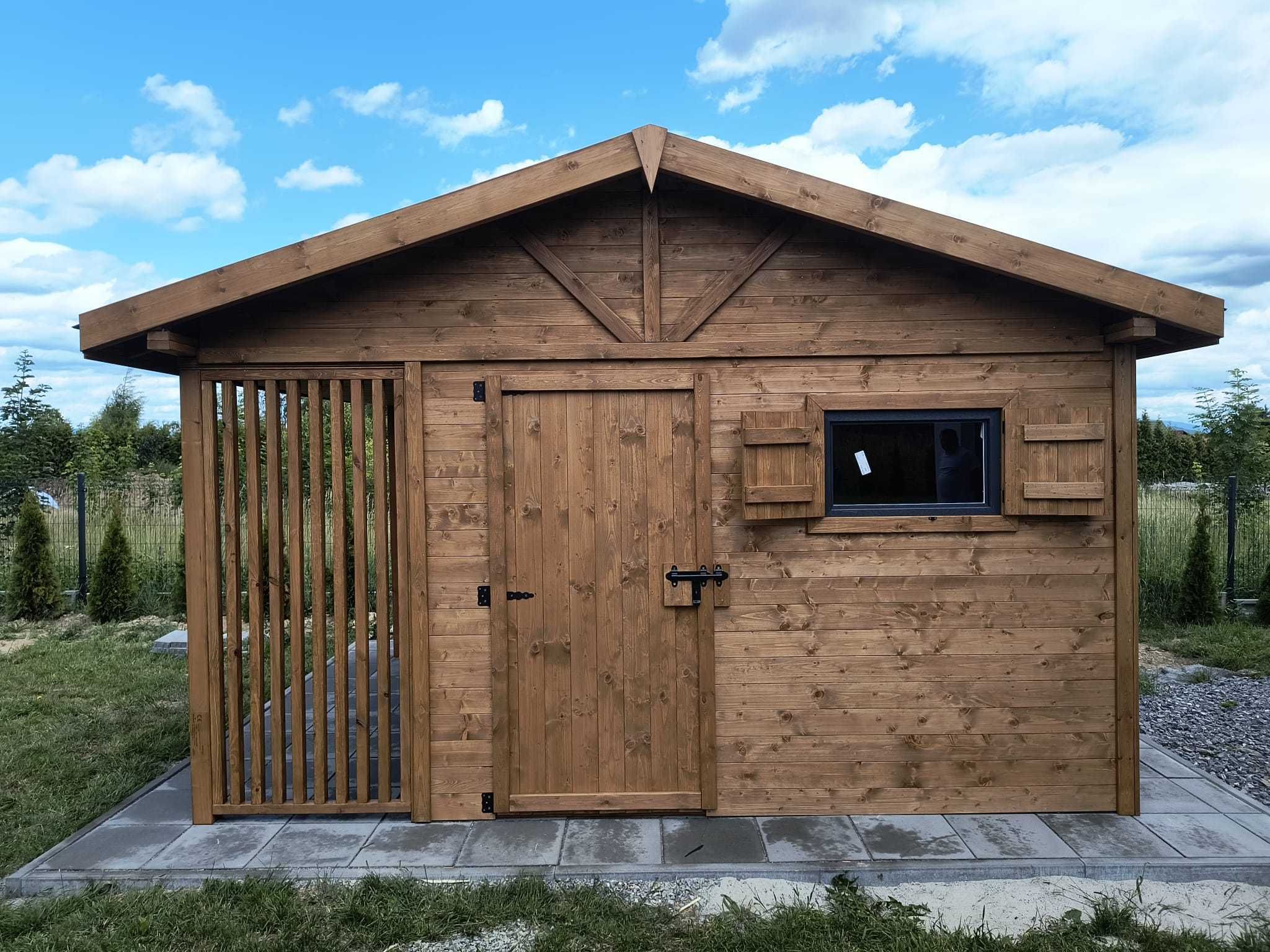 Nowoczesny Domek Narzędziowy Brzoza z Drewutnią 3 x 4 altanka domek