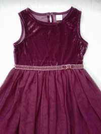 elegancka, fioletowa sukienka 110-116, 4-6 lat, święta, wigilia, tiul