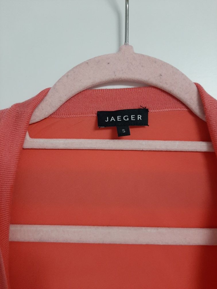 Jaeger narzutka S 36 łososiowa 100% wełna wool silk jedwab