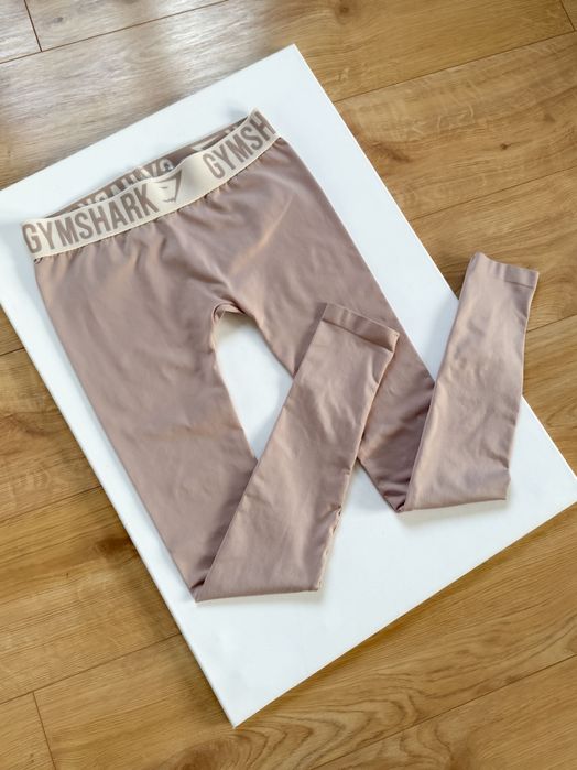 Gymshark Legginsy 36 S długie beżowe nieprześwitujące na siłownię