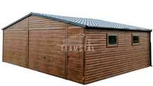 GARAŻ BLASZANY 7m x 6m dwuspad blachówka - Brama - orzech  TS223