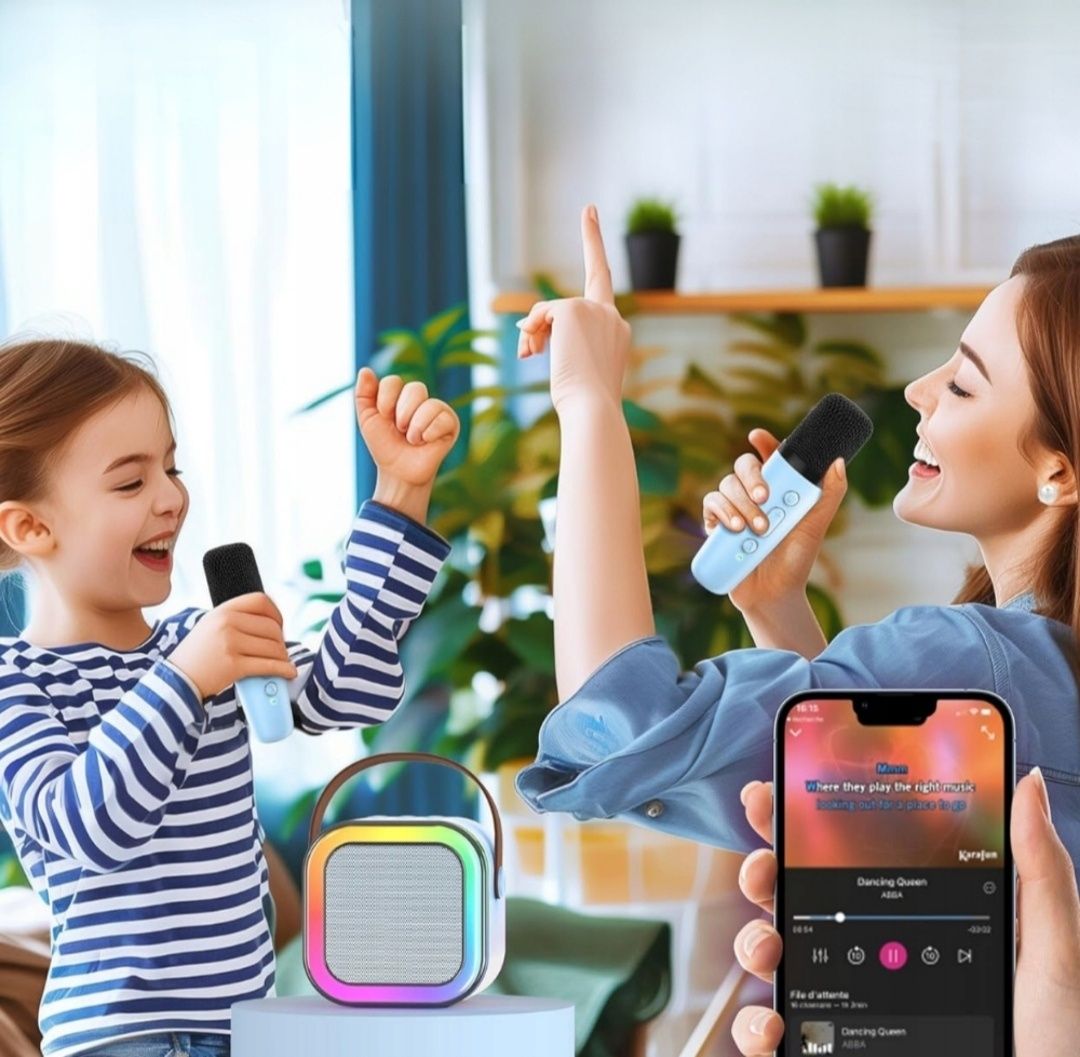 Zestaw karaoke 2 mikrofony + GŁOŚNIK bezprzewodowy Bluetooth super dzw