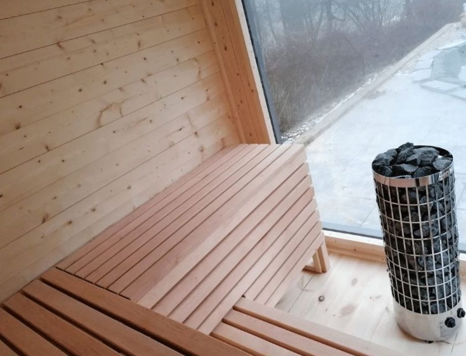 Sauna zewnętrzna ogrodowa 2,5m x 2,5m Ocieplona  Piec Witryna Okazja