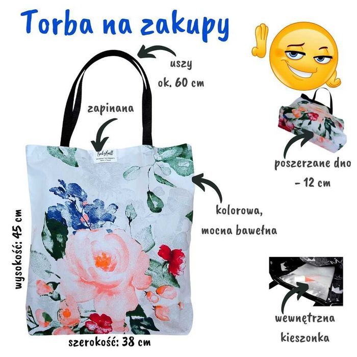 Kolorowa torba bawełniana na zakupy – eko shopperka