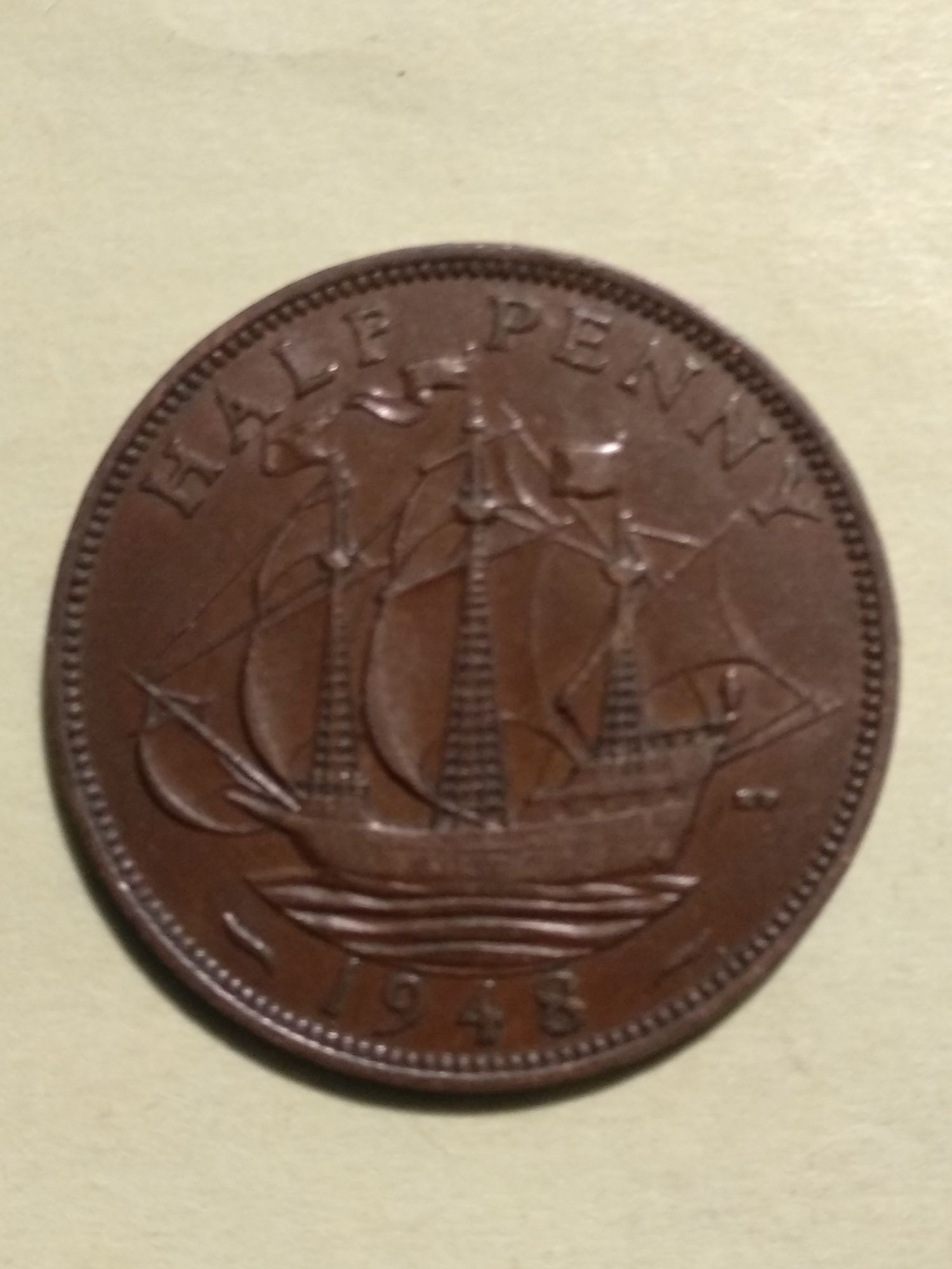 Moedas de Half Penny 1945 e 1948 de Inglaterra