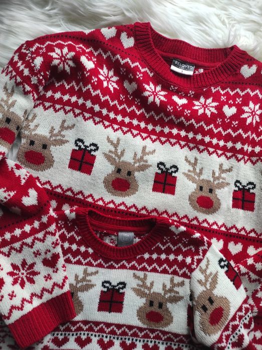 Zestaw sweterków świątecznych S i dziecięcy 92