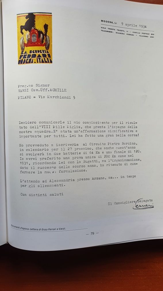 Książka Enzo Ferrari " Piloti che gente"