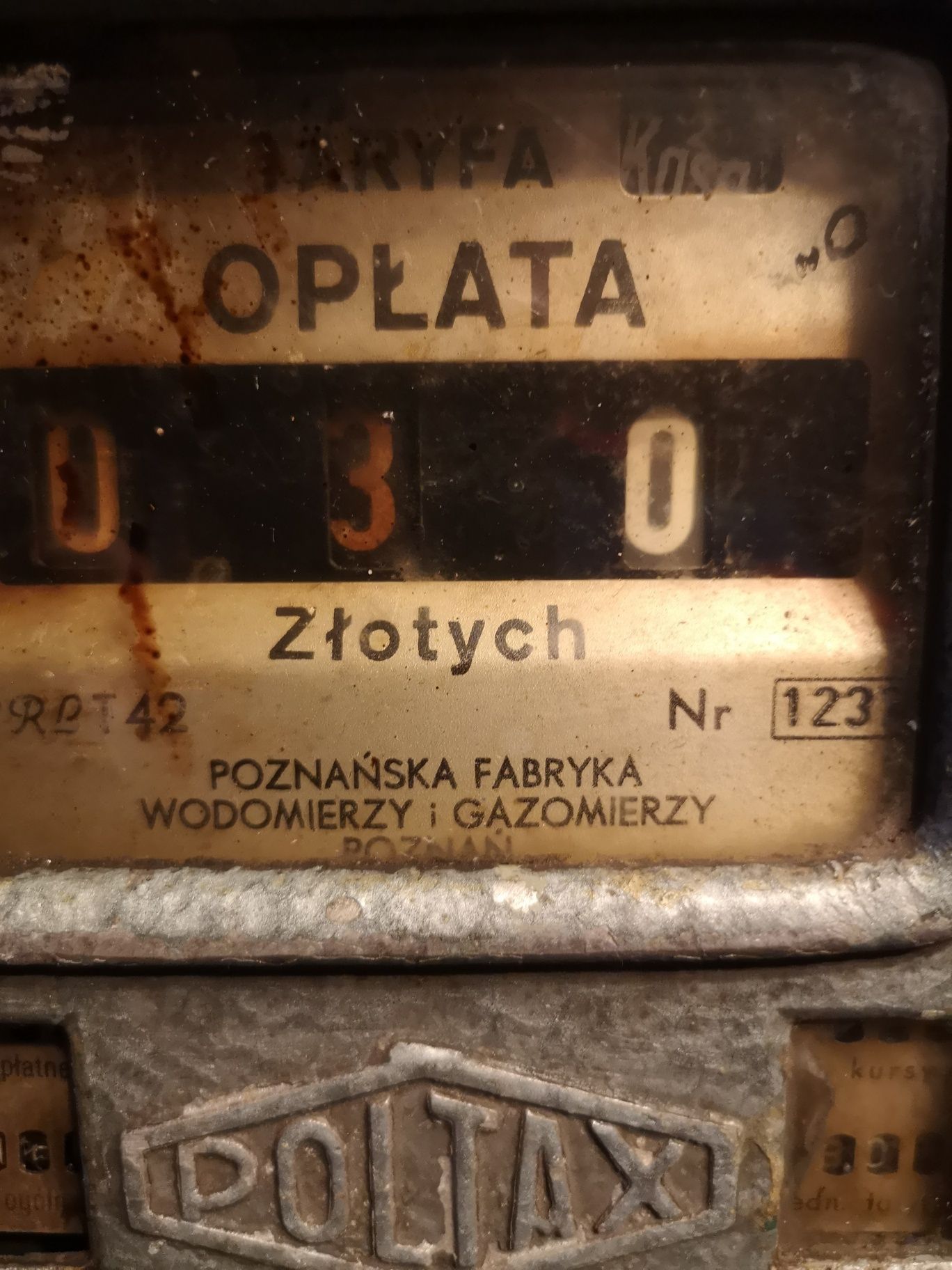 Taksometr nakręcany, zegarowy, mechaniczny, zabytkowy, PRL,