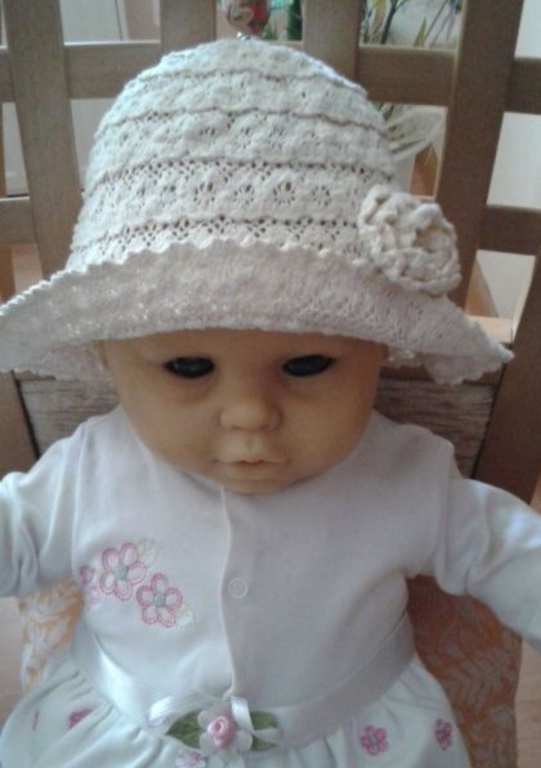 Kapelusz dziewczęcy letni wizytowy elegancki obwód 52cm