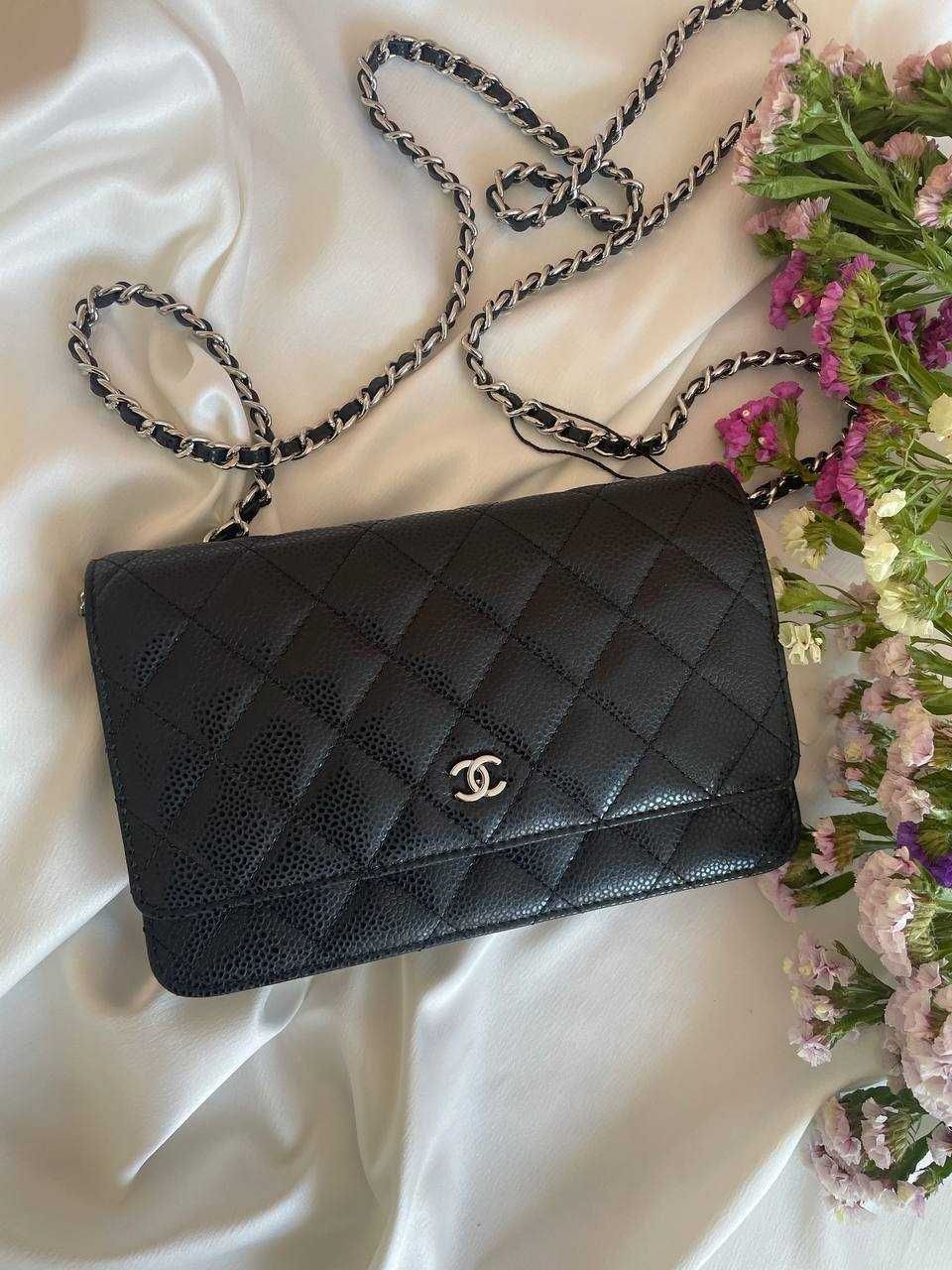 Сумочка CHANEL caviar quilted wallet on chain woc black, оригинал