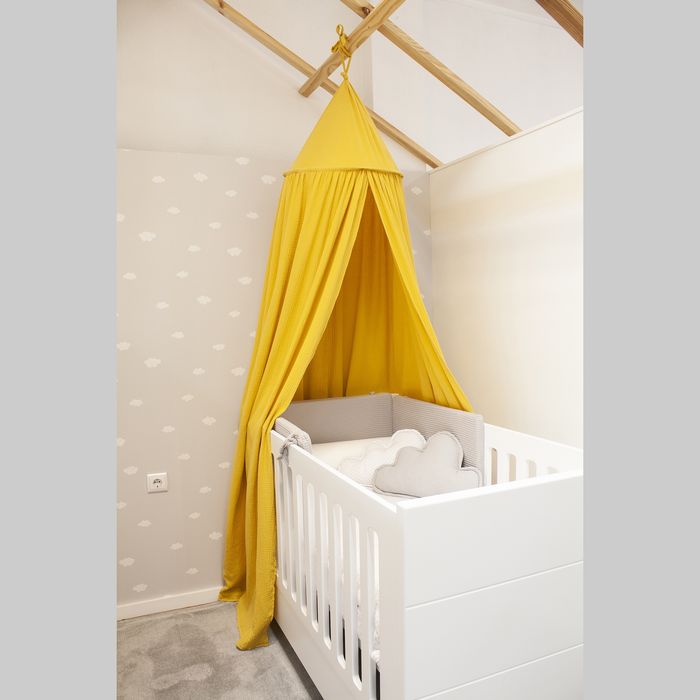 Canopy dossel berço bebe - amarelo, cinza e verde
