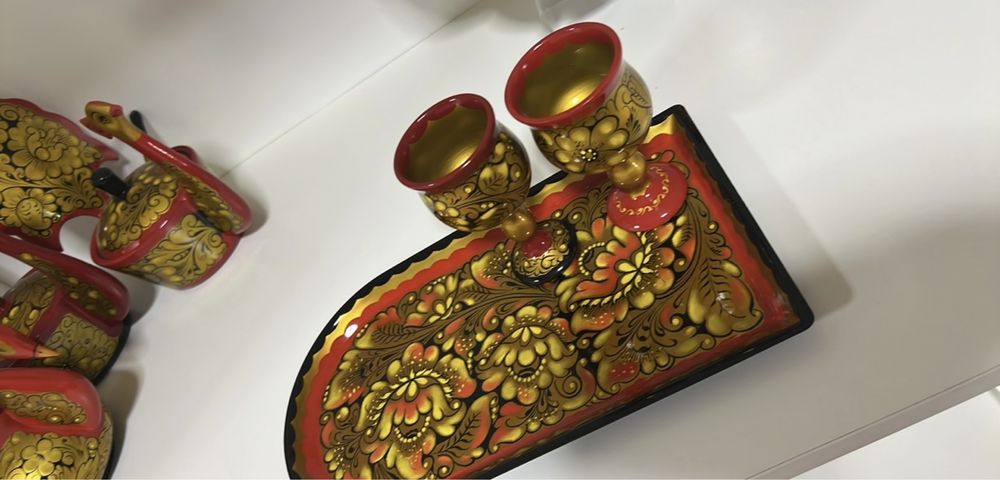 Солонка ( поставок) хохлома