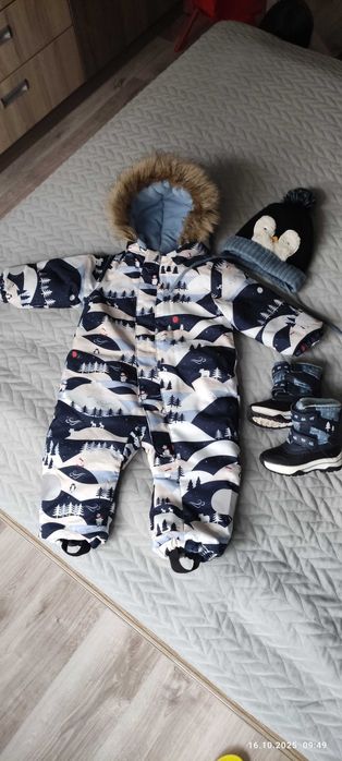 Zimowy kombinezon Sinsay 80/86 +Śniegowce+ Czapka