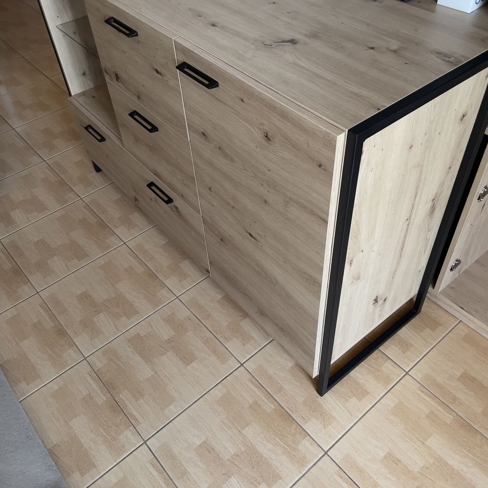 nowa komoda dąb artisan na metalowych nogach cnc