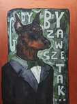 Obraz 60x80 pies akryl Doberman handmade