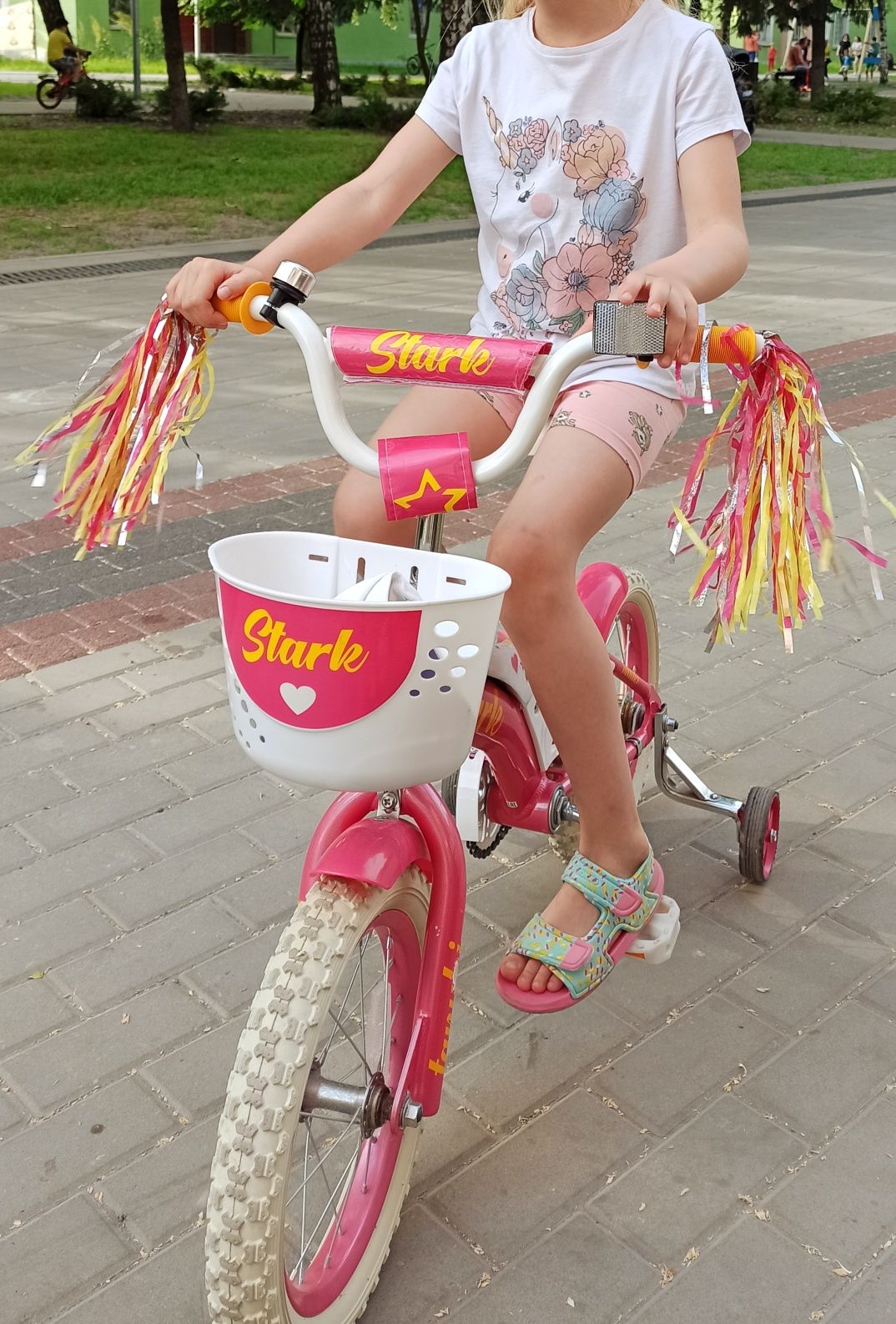 Велосипед розовый для девочки Stark tanuki 14 колёса