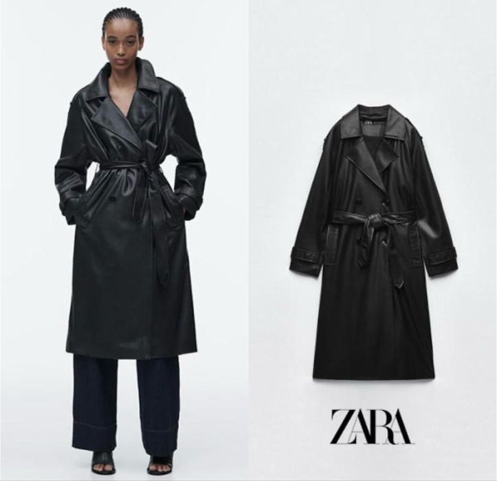 трендовий шкіряний тренч Zara