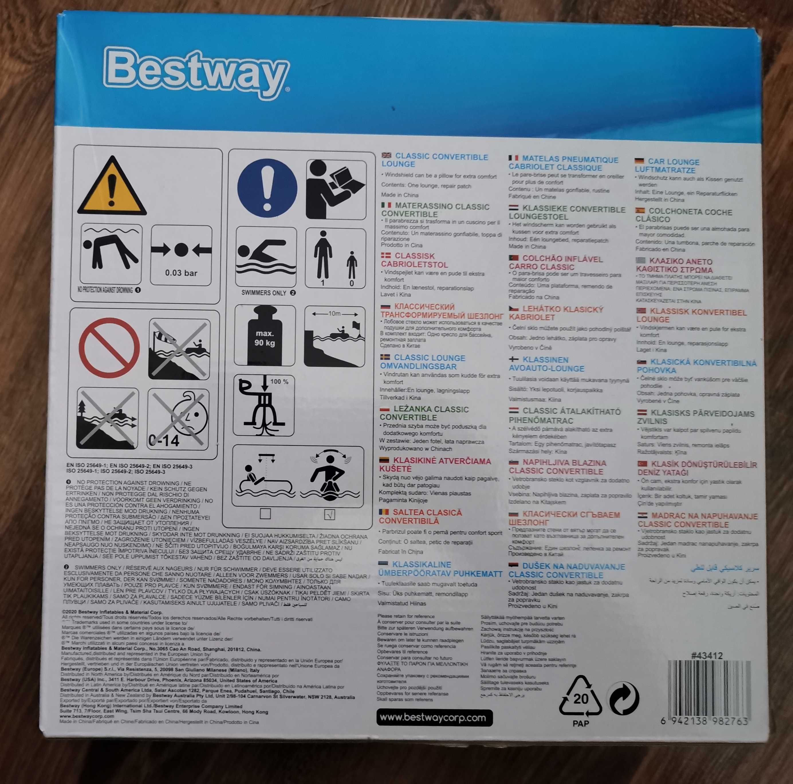 Bestway Materac Duże niebieskie auto samochód 190x128x50,5 cm. Nowy