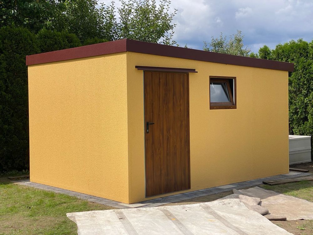 Domek ogrodowy, domek narzedziowy stalowy tynkowany
