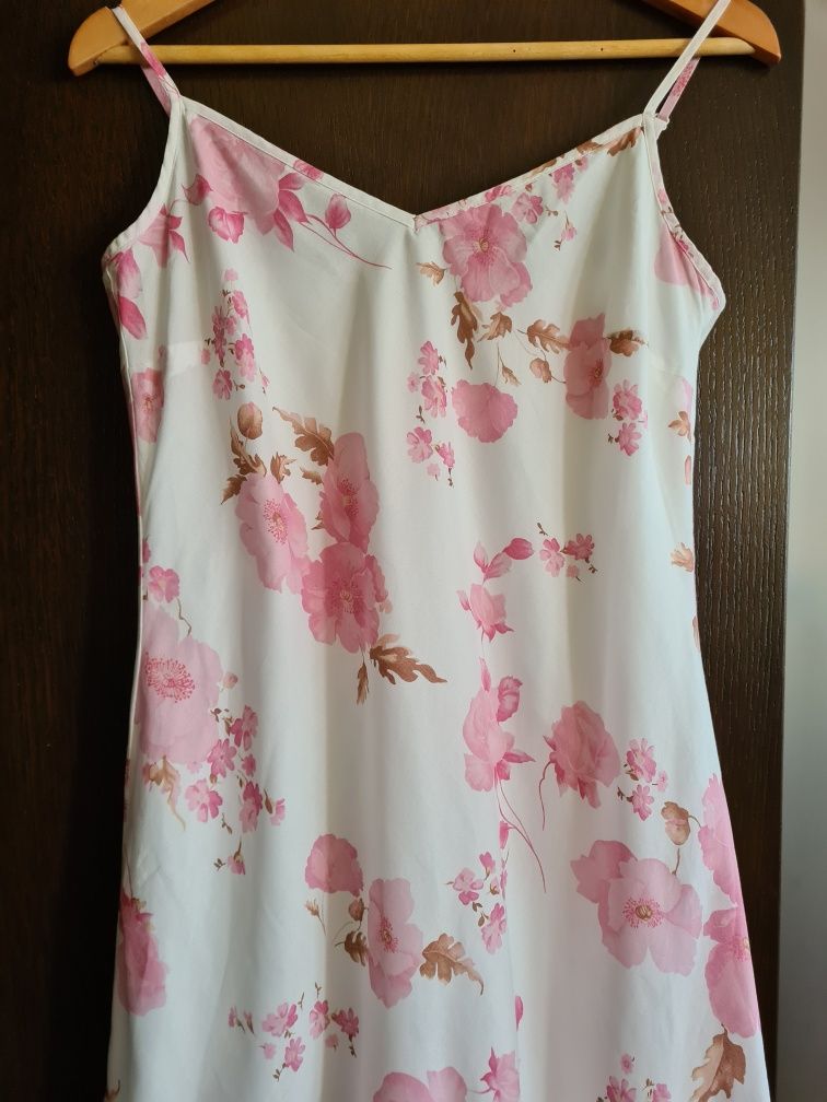 Sukienka midi Per Una 38 kwiaty falbany boho bawełna