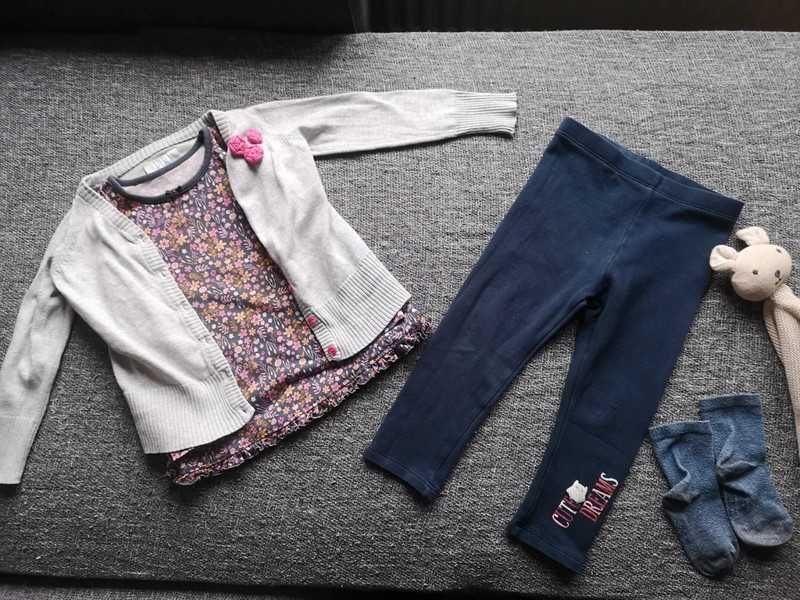 Zestaw sweter bluzka legginsy Reserved Lupilu George 86-92cm 1-2 lata