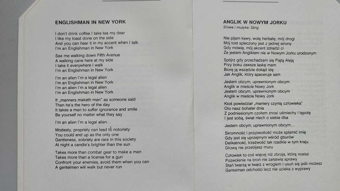 Sting - teksty i nuty piosenek