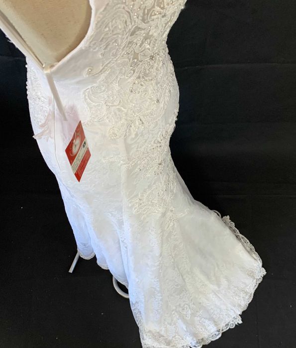 Nowa zjawiskowa suknia ślubna Rybka syrenka 38 M plecy Koronka tanio