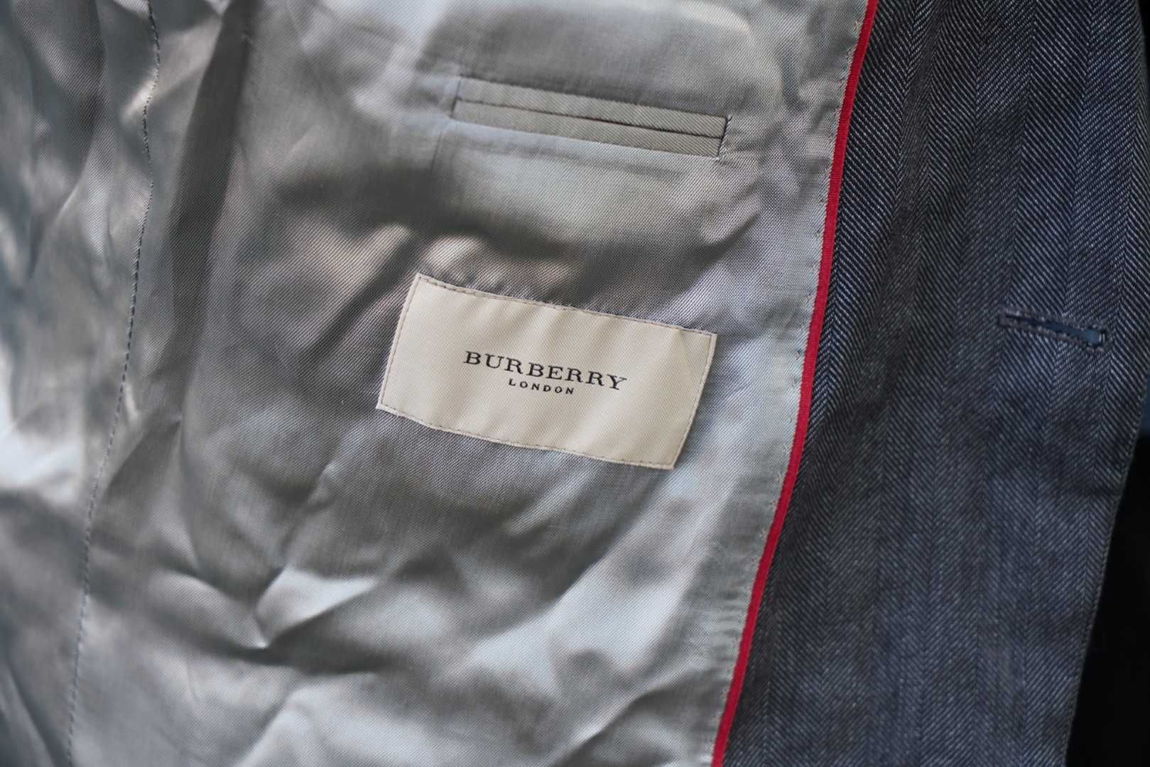 Burberry bawełniana lniana marynarka szara 50 L