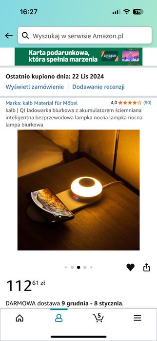 Lampka przenośna z ladowarką indukcyjną KALB