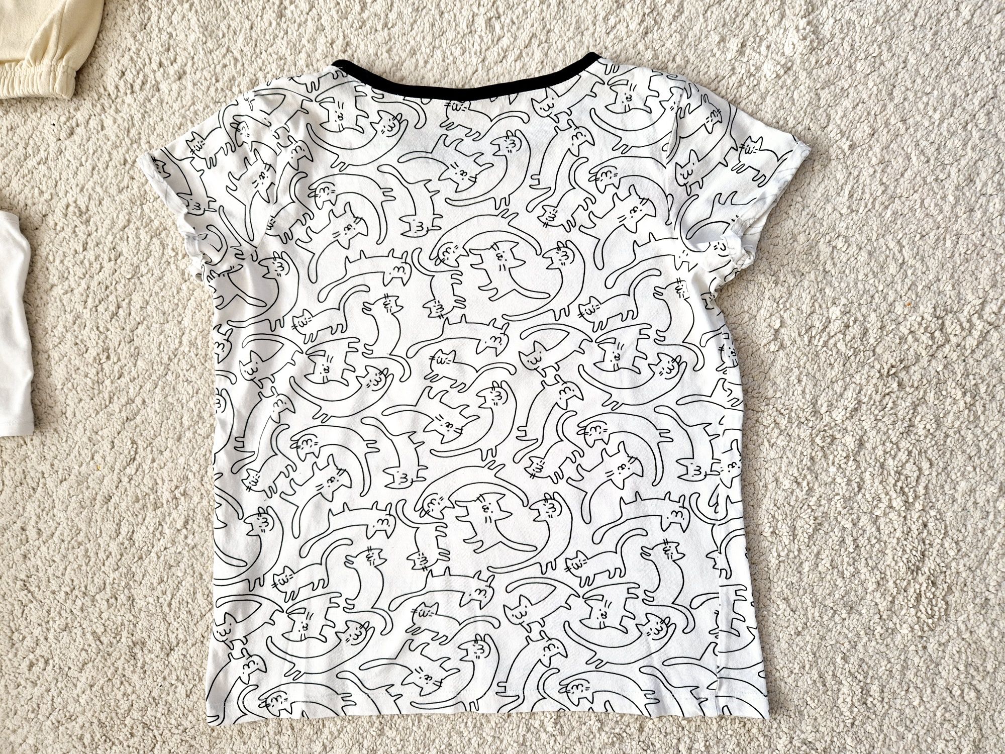 Biały T-shirt 34 XS koty kotki koszulka bluzka Sinsay