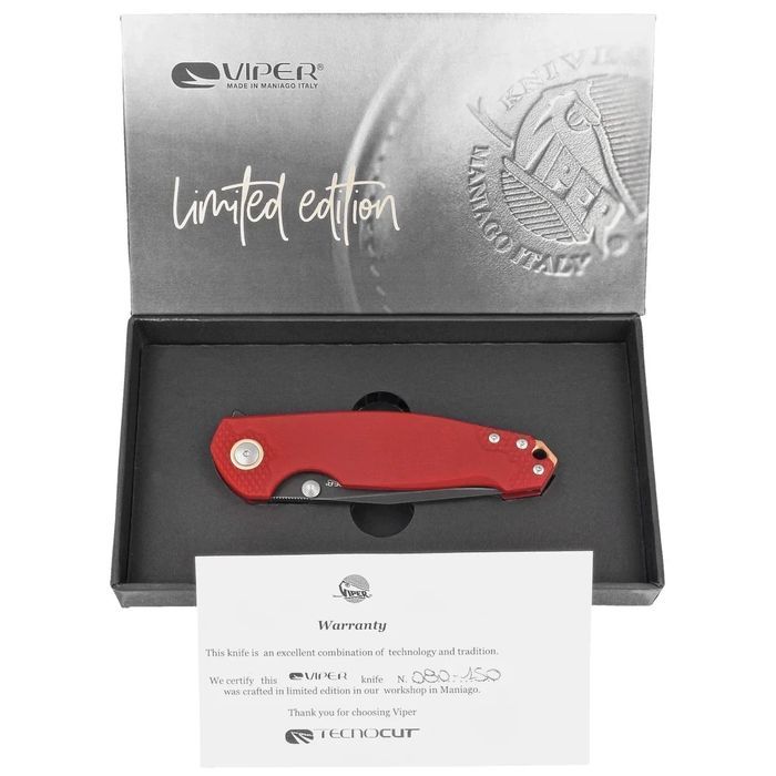 Nóż składany Viper Katla LE No 080/150 Red G10, Dark Stonewashed M390