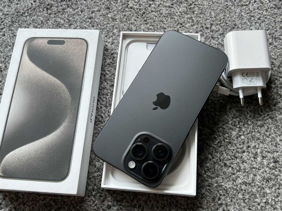 iPhone 15 Pro Max 512GB BLACK CZARNY Grafitowy Bat97% GWARANCJA+SZKŁO