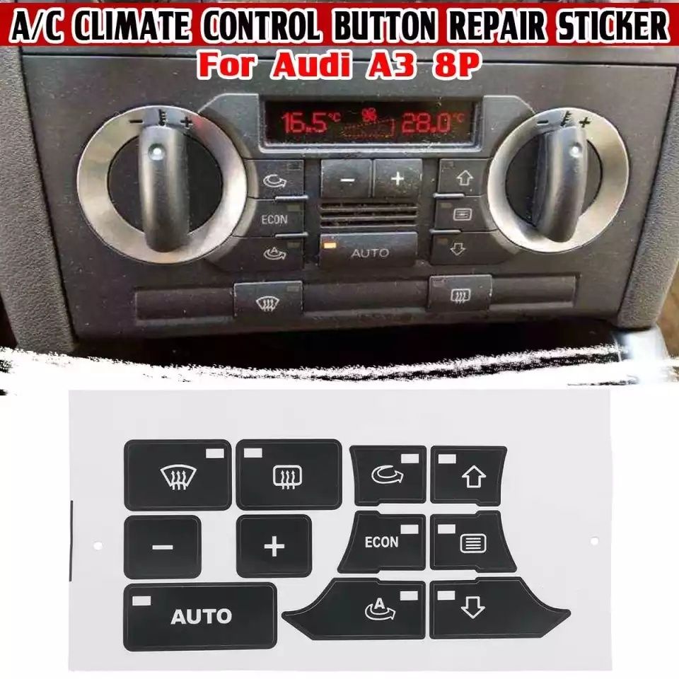 Kit reparação de botões em vinil para audi A3 8P para ac climatização
