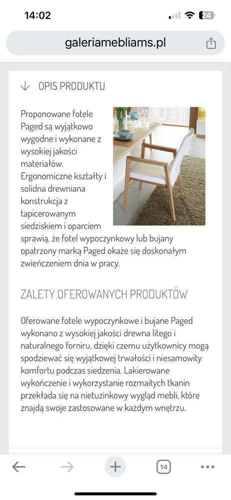 Paged Krzesła/ fotele tapicerowane drewniane