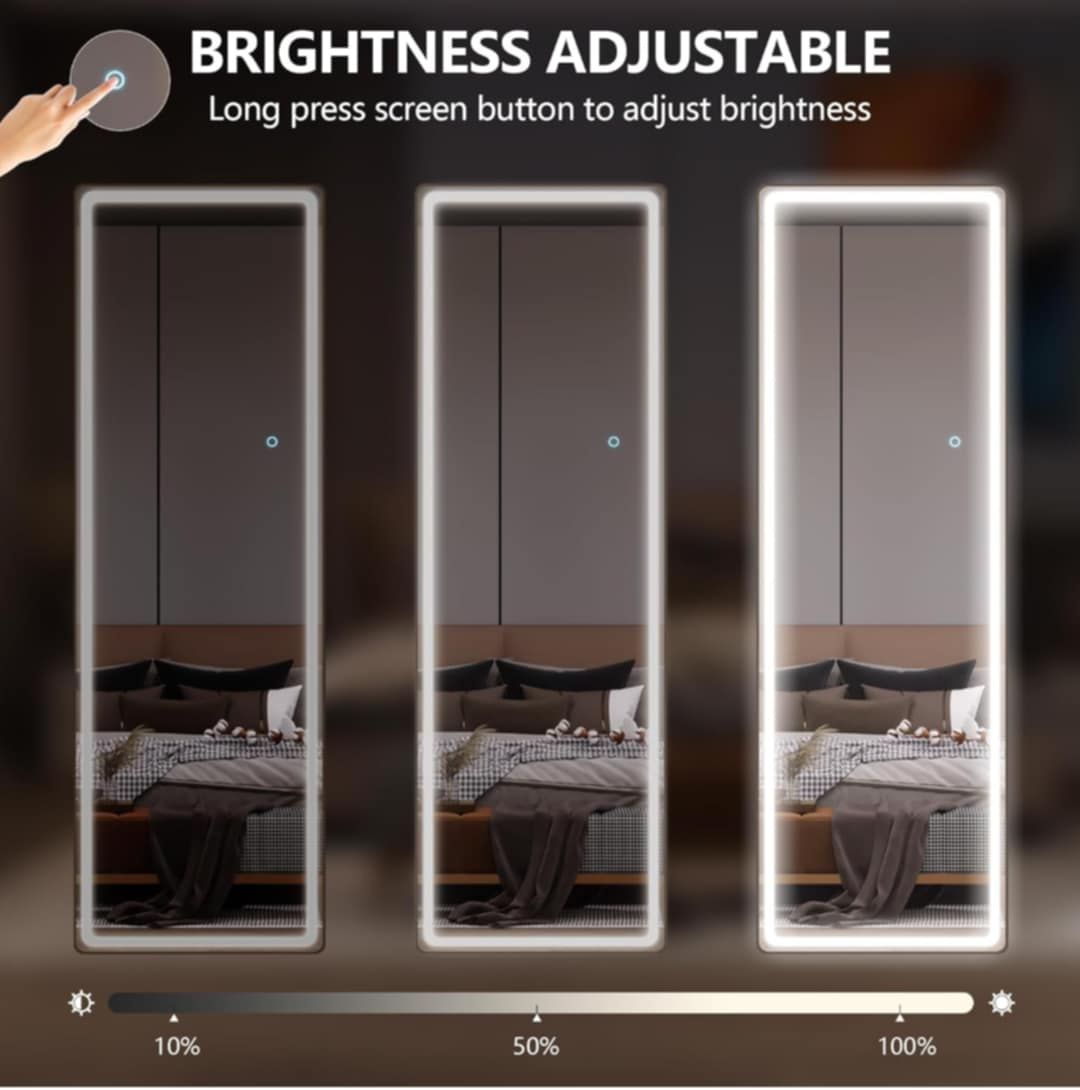 Lustro stojące LED LVSOMT, lustro ścienne 153x50 cm