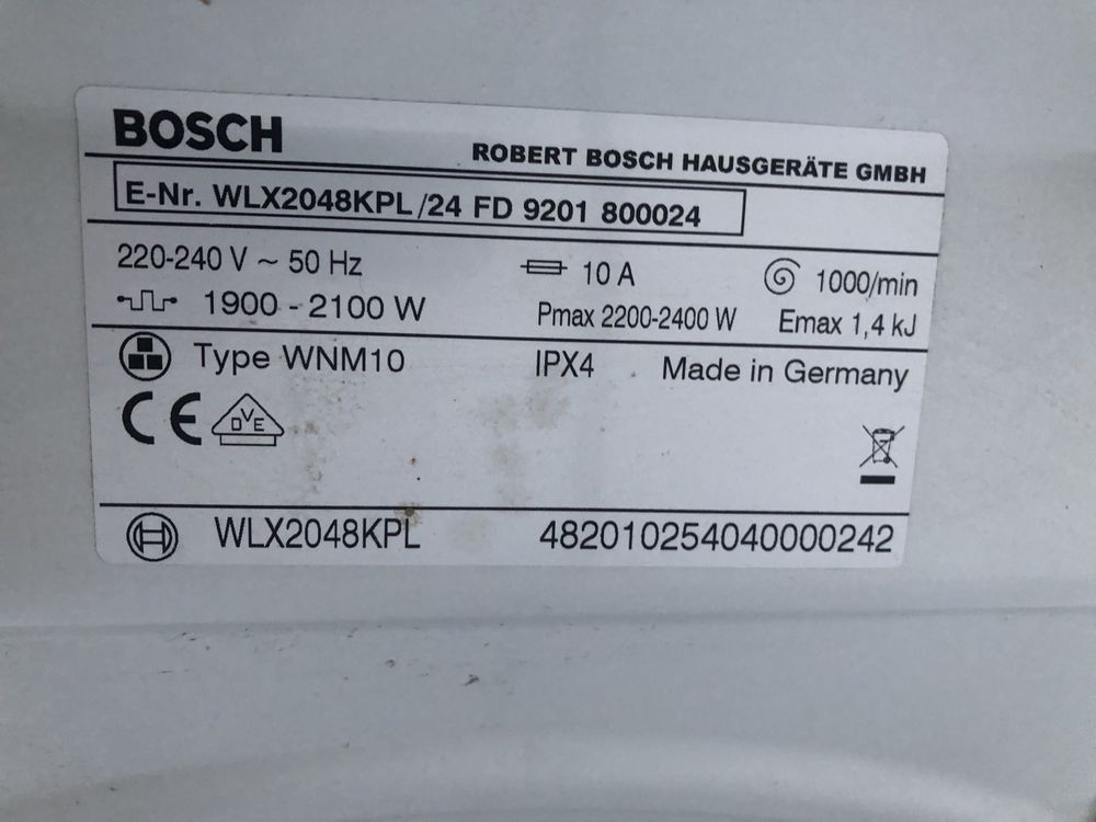 Pralka bosch uszkodzona