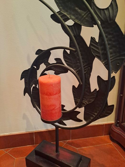 Grande-Porta Velas Decorativo de Metal