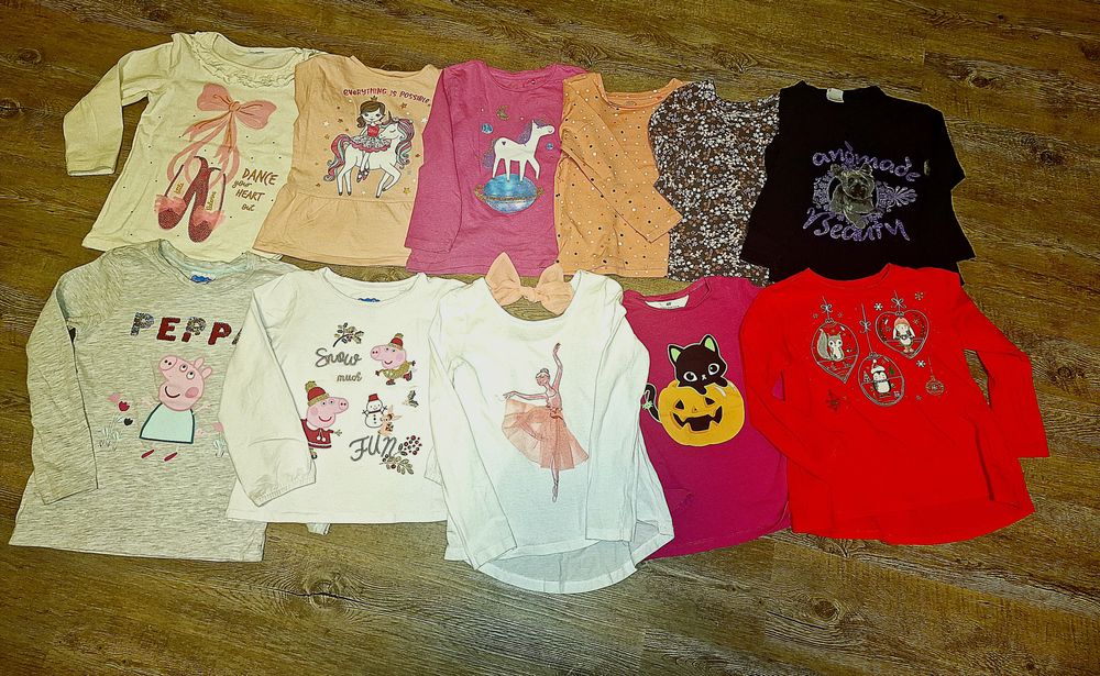 Bluzeczki bawełniane 11szt.Peppa jednorożec Unicorn H&M Cool R.104-110