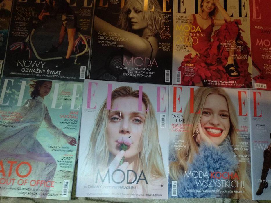 Czasopisma Elle i inne.