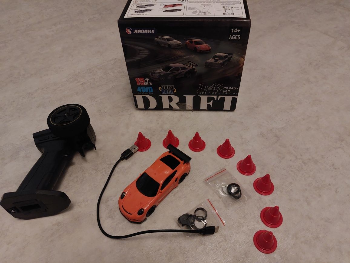 1:43 model RC Drift Pprsche 911 GT3 RS zdalnie sterowane RTR