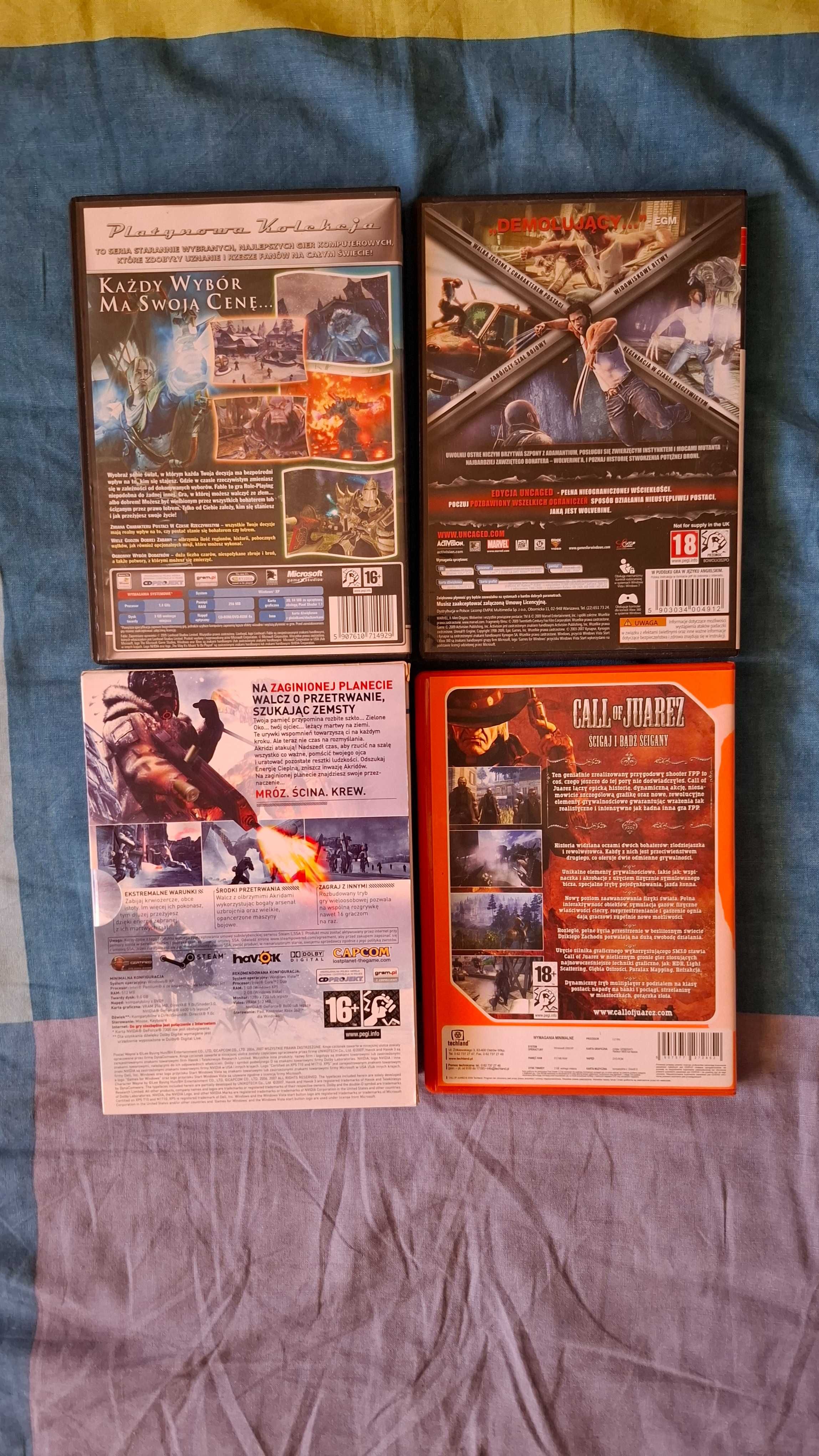 Zestaw gier PC: Fable 1, Xmen Origins, Lost Planet , Call of Juraez 1