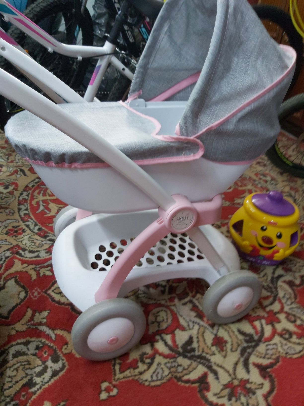 Wózek dla lalek różowo szary