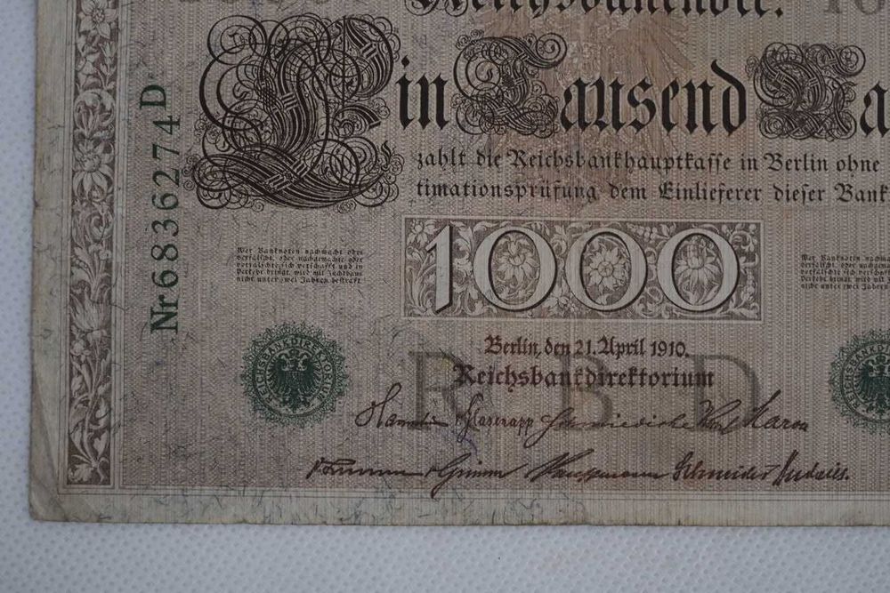 Banknot kolekcjonerski 1000 Marek niemieckich 1910