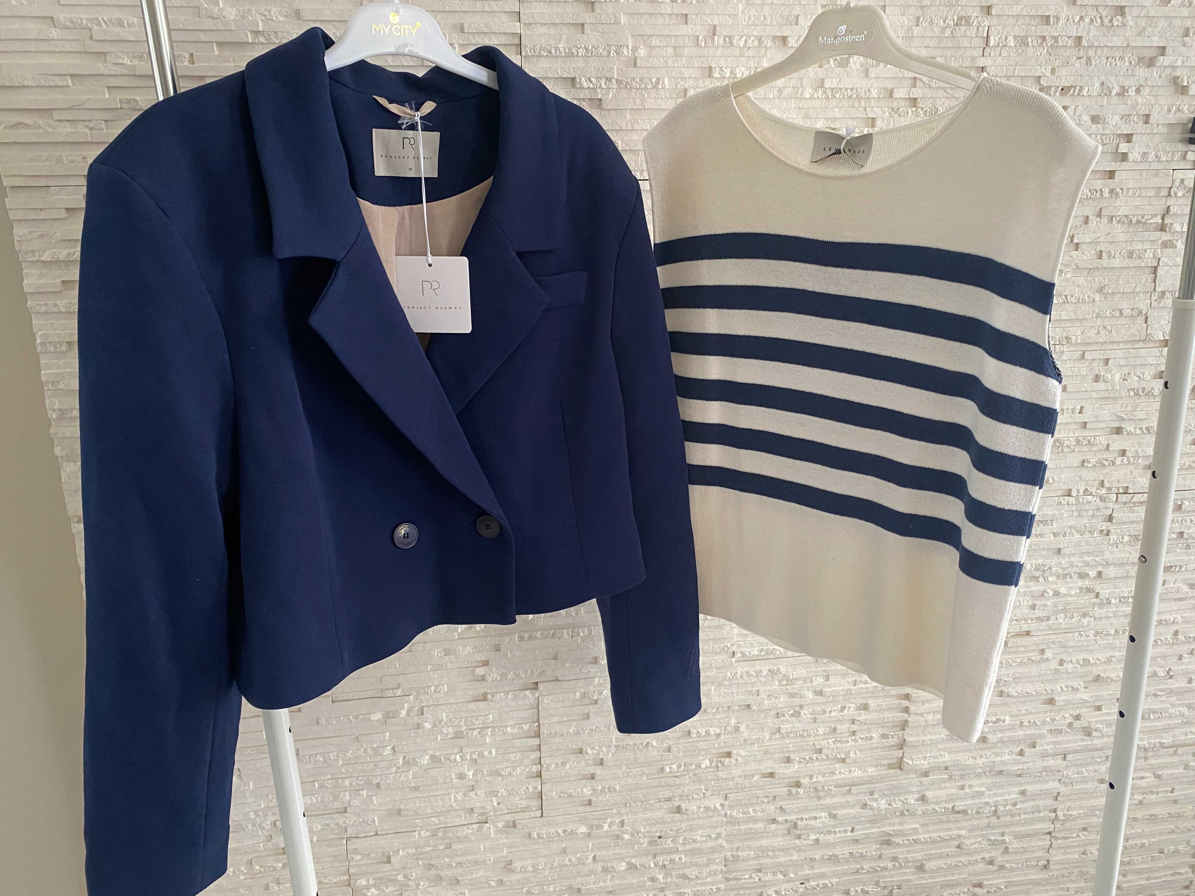 Rezerwacja Project Runway lemonada krótka marynarka granat M-L
