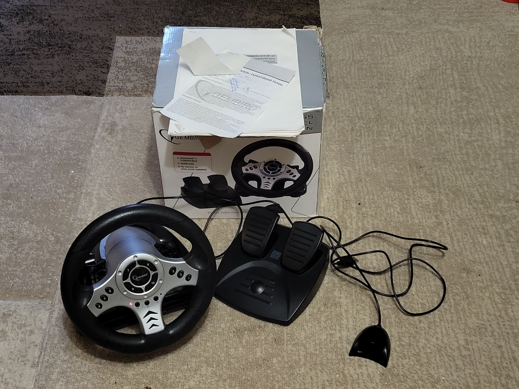 Кермо руль Gembird STR-W1-VF(бездротове 2.4GHz/вібро/ПК)