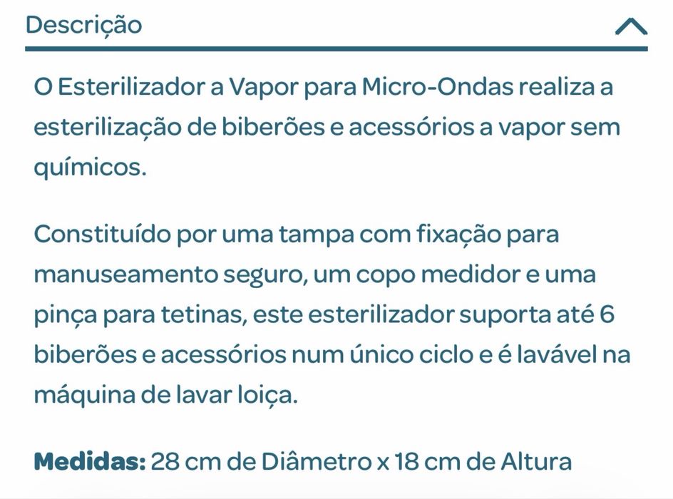 Esterilizador de Biberões p/ microondas