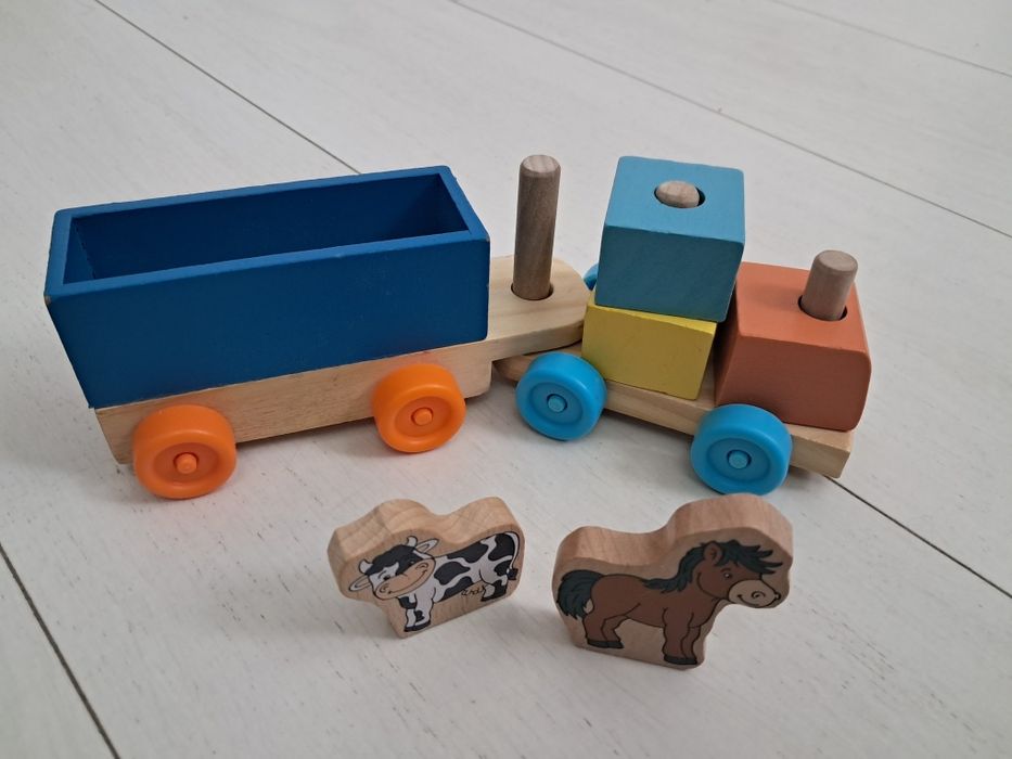 Playland drewniany pociąg ze zwierzętami