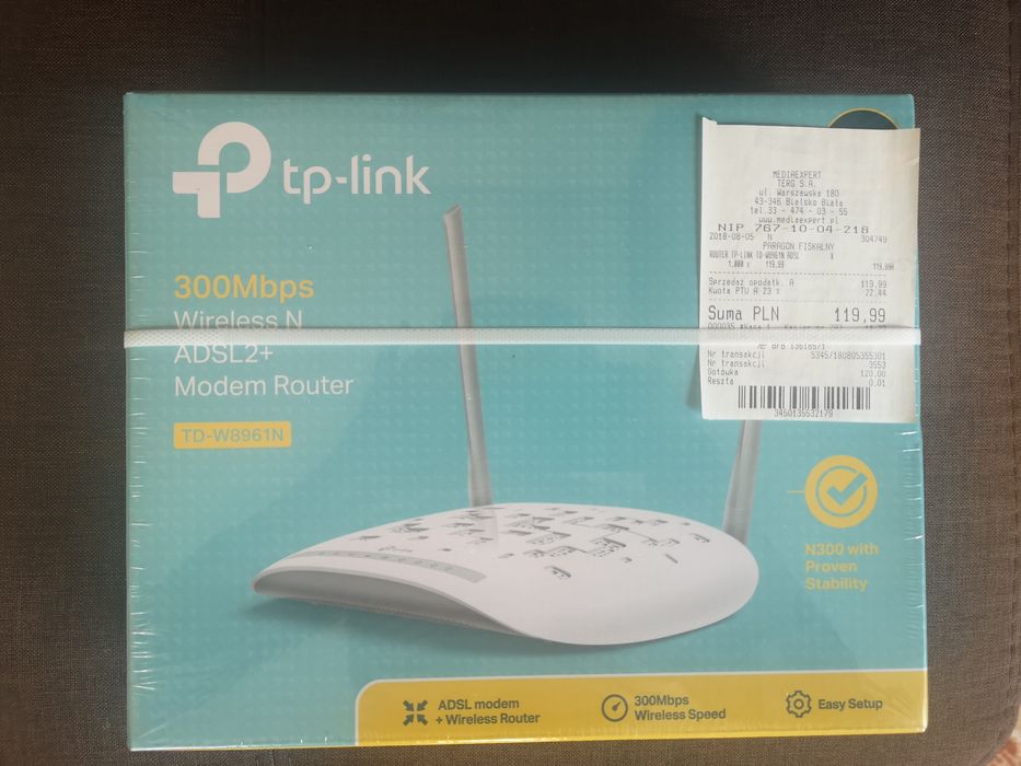 Nowy TP link modem router adsl2+ folia rachunek gwarancja