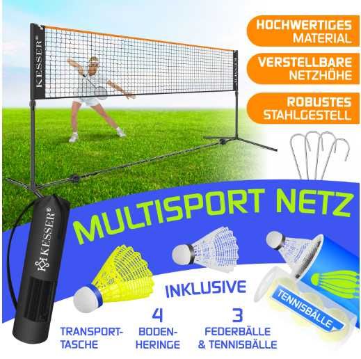 Siatka KESSER 300cm do badmintona i tenisa regulowana z zestawem